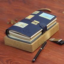 Taccuino A6 con Cinturino in Pelle Retrò, Creativo Multifunzionale Portatile da Viaggio con Fogli Staccabili