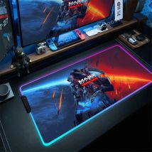 RGB Mousepad Mass Effect N7 Pc Gamer Tastatur Tisch Pad Xxl LED Leuchtende Maus Matten Nicht-slip Gummi Teppiche Gaming computer Mausepad