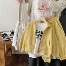 Hohe Qualität kinder Verbund Baumwolle Set 2025 Frühling Herbst Neue Koreanische Mädchen Jungen Brief Baby Casual Mit Kapuze Sport 2 stücke Set