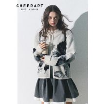 CHEERART Schmetterling Strickjacken Pullover Frauen Zipper Up Mantel Winter Kleidung Frau Gemütliche Pullover Designer Outer