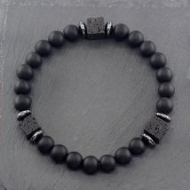 Retro Black Block Volcanic Bracelets Men Women Frosted Onyx Lava Beads Handmade Jewelry Yoga Meditation Birthday Gift Wholesales