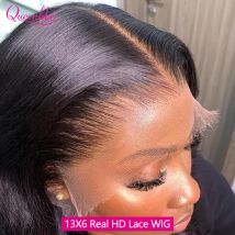 Queenlike 26 Inch 13x6 HD Lace Frontal Human Hair Wigs Straight Remy Hair Frontal Wigs Human Hair Natural Black For Women