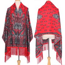 NEUER langer Schal für Damen, warmer Schal mit böhmischem Druck im Winter, Foulard, Hijab, Cashewnuss-Blume, Retro-Funktionen