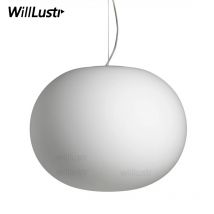 Lampada a sospensione moderna ovale in vetro opalina bianco Lampada a sospensione Glo-Ball Ufficio Ristorante Hotel Casa Lampadario a soffitto sospeso