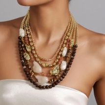 Statement Beads Necklace Multi-layered Retro Style for Woman Girl Wedding Party Jewelry