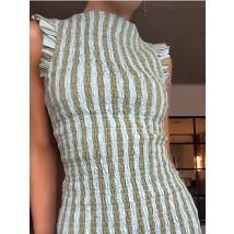 Modisches, halbhohes Kragen-Urlaubs-langes Kleid, lässiges, ärmelloses, drapiertes Bohemian-Kleid, elegantes, schlankes Swing-Partykleid mit hoher Taille