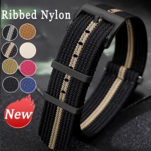 Neues geripptes Nylon-Uhrenarmband für Seiko-Armband 18 mm, 20 mm, 22 mm, für Omega-Uhrenarmband-Zubehör für militärische Armbänder, weiche Armbänder