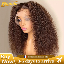 Parrucca riccia ondulata HD Lace Front da 36 pollici 13x4 13x6, con frontale in pizzo HD, in capelli umani, colore castano cioccolato intenso, densità 220%