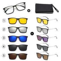 KAMMPT Herren-Sonnenbrille zum Fahren, blendfrei, 6-in-1-Sets, neue magnetische Nachtsicht-Sonnenbrille, Damen, polarisierte Clip-on-Sonnenbrille