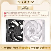 TEUCER B12 Max Speed 3000RPM 120MM PC Case Fan 12V 4PIN PWM Metal CD Pattern Annular Fan Blade Design CPU Cooler For Gamer