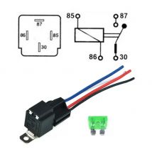 Relè per auto 12V a 4 pin con base presa/cavi/fusibile 30A Amp SPST Prese precablate Accessori auto impermeabili