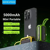MOVESPEED Mini 5000mAh Power Bank PD20W tipo C batería externa portátil carga rápida a prueba de golpes para iPhone15 viajes al aire libre