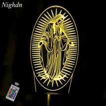 Jungfrau Mary Nachtlicht Illusion Lampe 16 Farbwechsel Fernbedienung führte Geburtstag christliche Geschenke für religiöse Frauen Männer