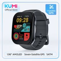 KUMI U6 AMOLED Smartwatch mit AI ChatGPT, 5ATM wasserdicht, 7 Satelliten-GPS, Fitness-Tracker mit über 100 Sportarten, Herzfrequenz, Schlaf