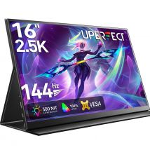 UPERFECT 2K 144Hz Gaming Monitor 16" Tragbares Display 100 % sRGB mit HDMI USB C Bildschirm für PS5 Steam Deck Switch XBOX Laptop PC