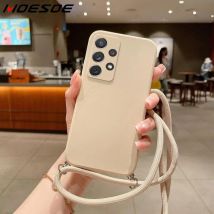 Per Samsung Galaxy S25 Edge S24 S23 S22 Ultra S25 S24 FE A17 A56 A52 A53 A54 A55 A16 5G Custodia morbida con cordino Custodia con tracolla