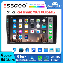 ESSGOO Autoradio Android 13 9" Touchscreen per Ford Transit MK7 FOCUS MK2 CarPlay Wireless Android Auto 64GB USB Navigazione GPS WiFi Bluetooth FM RDS Mirror Link Lettore Multimediale