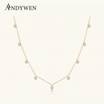 ANDYWEN 100% Plata de Ley 925 agujero circón 4mm gargantilla encanto collar de cadena larga 2023 mujeres joyería fina de boda