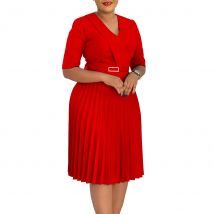 Elegantes Kleid für Damen für Hochzeit, Party, 2025, Sommer, afrikanisch, kurzärmelig, V-Ausschnitt, Polyester, Midi-Faltenkleid, Dashiki, afrikanische Kleidung