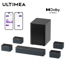 ULTIMEA Poseidon D80 Soundbar 7.1ch 500W Dolby Atmos, Subwoofer Wireless e 4 Altoparlanti Surround, Home Theater TV, Controllo APP