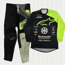 2025 Kawasaki Motocross Kids Jersey and Pants Quick Drying Set Youth Off-road Racing Suit Endurance Gear Combination for Racers