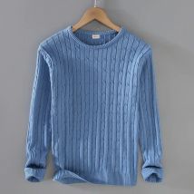100% Baumwolle männer Stricken Pullover Hohe Qualität Frühen Herbst Zopfmuster Baumwolle Pullover Oansatz Männliche Kleidung Hohe Qualität Sportswea