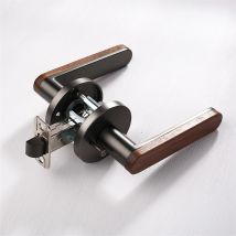 Viladepot Sichtschutz-Türgriff, Griffhebel aus Walnussholz, matt gebürstetes schwarzes Nickel, Schlafzimmer, Badezimmer, Durchgangstürschloss, schlüssellos