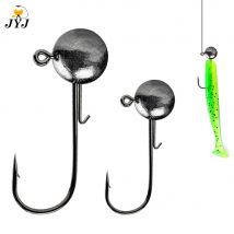 10 teile/los 1g-20g große kopf jigs haken Alle größe Runde Ball Jig Kopf Haken Weedless lange Schaft Jig Kopf Für Weiche Wurm Angeln