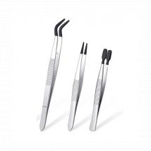 3 Pieces Tweezers with Rubber Tips Tweezers PVC Coated Tweezers Set, Rubber Straight and Flat Tip Tweezers Black