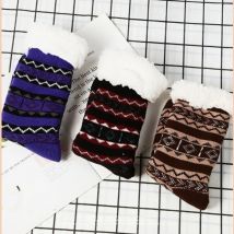 Mens Fluffy Stripe Sock Winter Warm Short Thick Home Sleeping Thermal Soft Floor Fuzzy Slipper Sock Christmas Gift Snowflake