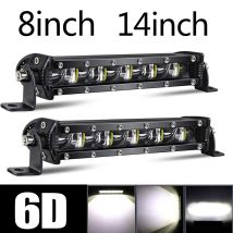 Barra luminosa a LED 6D Ultra Strip 8 "14" pollici Lampada fendinebbia di guida Luce da lavoro 4x4 Barra LED per moto Auto Offroad SUV ATV Trattore spot