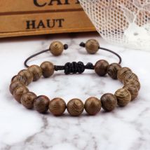 8mm Neue Natürliche Holz Geflochtene Armbänder Männer Einstellbare Meditation Stein Perlen Armband