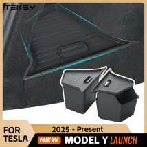 Für Tesla Modell Y Juniper 2025 + TPE Auto Stamm Seite Lagerung Box Abdeckung platte veranstalter Auto stamm seite lagerung box refit zubehör