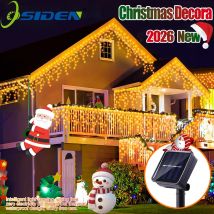3,5 M/7,5 M 160Leds guirnaldas de luces de carámbanos solares interior exterior impermeable decoración navideña luz patio jardín fiesta cortina luz