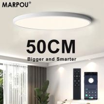 MARPOU-Lámpara de techo Led grande de 50CM con Control remoto por aplicación inteligente, accesorio de iluminación ultrafino, luces de techo para dormitorio y sala de estar