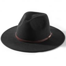 FURTALK Fedora Hats for Men Women Wide Brim Felt Panama Dress Hat with Belt Buckle Adjustable Size