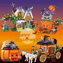 Idee regalo uniche: casa di Natale/casa di Halloween, mattoncini da costruzione, set di giocattoli decorativi per bambini e amici