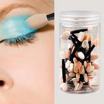 Karsyngirl 50pcs Einweg-Doppelseiten-Lidschatten-Schwamm applikatoren mit Behälter, Länge Lidschatten pinsel Make-up-Applikator