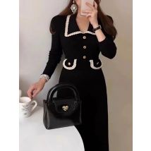 Frauen Herbst Strickkleid elegante schlanke elastische Langarm gestrickte Abendkleid Winter stricken warme lange Kleider Damen bekleidung