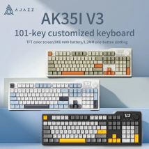 Teclado mecánico para juegos con cable AJAZZ AK35I V3, interruptor de sal marina, luz blanca OEM, tecla completa sellada, intercambiable en caliente, 104 teclas