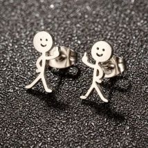 Shuangshuo Niedliche Mittelfinger Fuxk You Doodle Ohrringe für Frauen Mädchen Trend Punk Stickman Hip Hop Edelstahl Ohrstecker