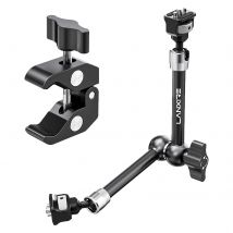 Lanxire Supporto per morsetto per braccio magico articolato da 11" con super morsetto, supporto per monitor per fotocamera con perni e fori di localizzazione ARRI da 1/4" 3/8"