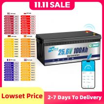 Batteria al litio HRBEEnerg 24V 100Ah LiFePO4 100A BMS con cicli Bluetooth per camper, solare, marina, campeggio, motore da traina, off-grid