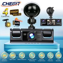 4 Channels Dash Cam for Cars 1080P HD Car Dvr Video Recorder Front inside Rear View Camera Night Vision Black Box Car Assecories