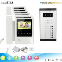 SmartYIBA 6-Tasten-Gebäude-Video-Türklingel-Gegensprechanlage mit Türschloss für mehrere Wohnungen, RFID-Entsperrung, Video-Türsprechanlage