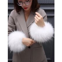 New Ladies Raccoon Arm Warmers Sets Natural Color Real Raccoon Fur Cuffs Ladies Coat Arm Sets Winter Sleeves Sleeve Wrist Warmer