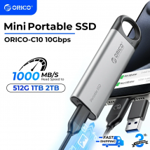 SSD esterno ORICO da 1 TB fino a 1050 MB/s 550 MB/s, disco a stato solido portatile con design a foro sospeso, cavo USB C&A 2 in 1