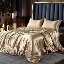 Zestaw pościeli Nordic Silk z poszewką na kołdrę Prześcieradło Poszewka na poduszkę Luksusowa para Pojedyncza podwójna Lato 1/2 osoby Solidne prześcieradło