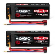 HOOVO 2 pezzi 2S batteria LiPo 7.4 V 80C 5200 mAh custodia rigida per batteria RC con connettore a T per RC auto barca camion Truggy RC Hobby