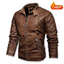 2023 Chaqueta de cuero de moda para hombre, chaqueta de lana delgada para motocicleta de otoño para hombre, chaqueta de cuero PU informal para motorista de primavera para exteriores